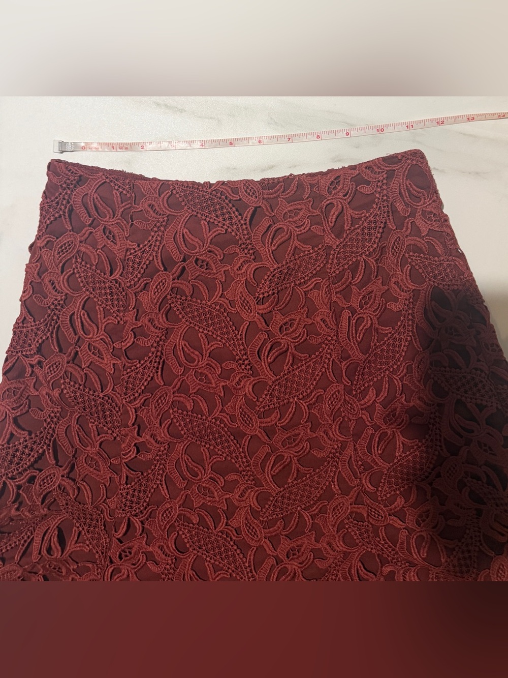 Club Monaco Wine Red Lace A-Line Skirt - Picture 2 of 5